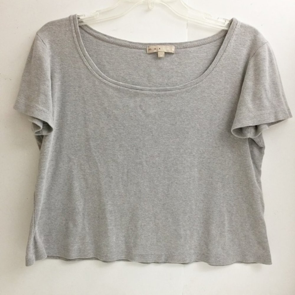 Maxime Womens T-Shirt Top Gray Cotton Vintage M